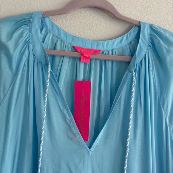 NWT Lilly Pulitzer Cheree Cover-Up Swim Women’s Large/XL Celestial Blue Shells - Picture 7 of 10